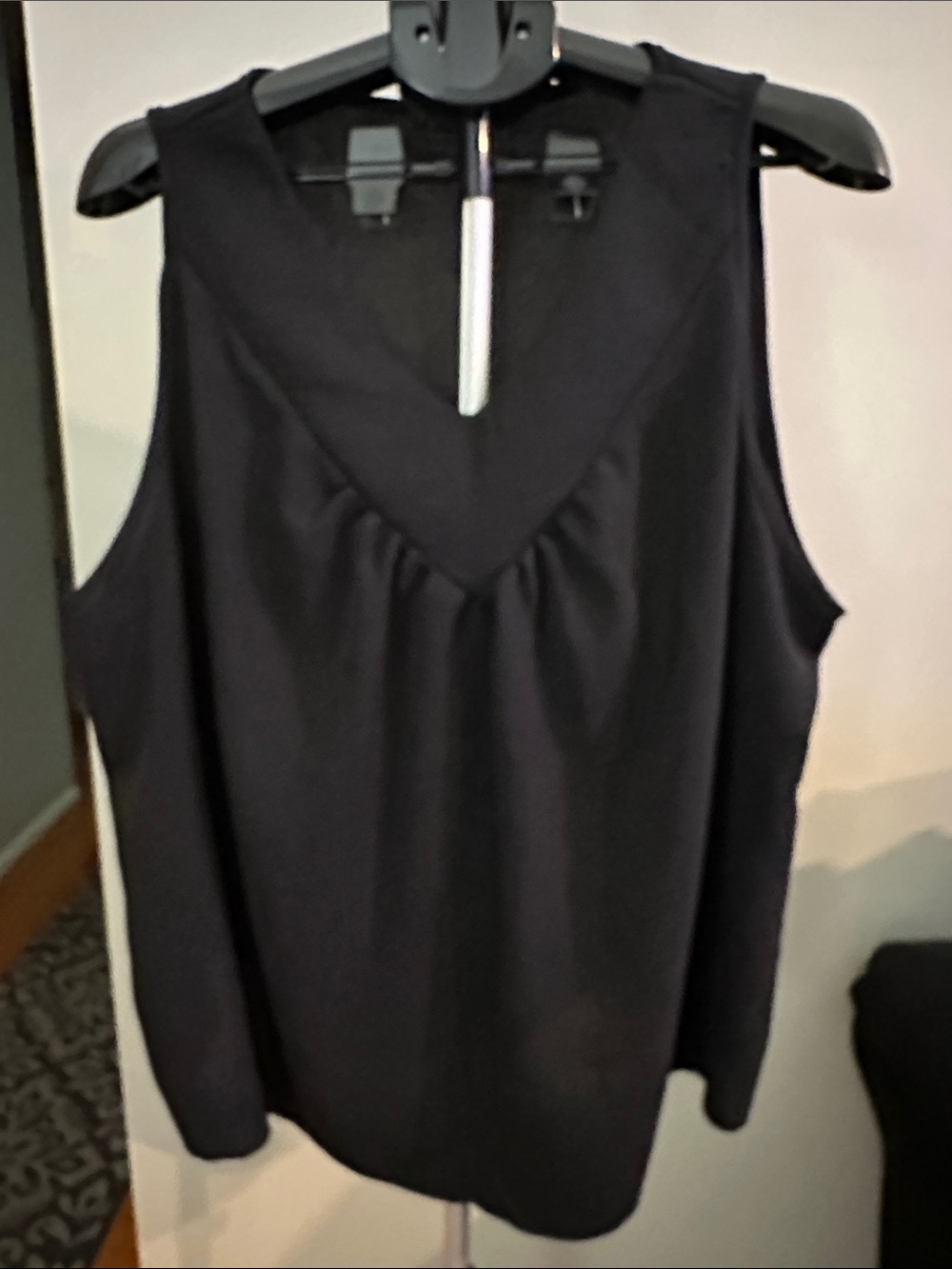 SHEIN Black V-Neck Sleeveless Gathered Tank 4XL
